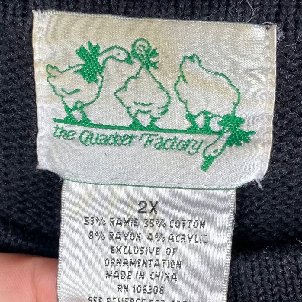 Quacker Factory 2X 18 20 Ugly Sweater Christmas Holiday Santa Claus Red Black - Picture 5 of 5